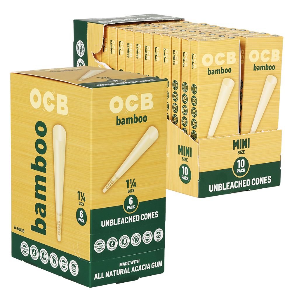 OCB Unbleached Bamboo Pre-Rolled Cones | 24pk Display