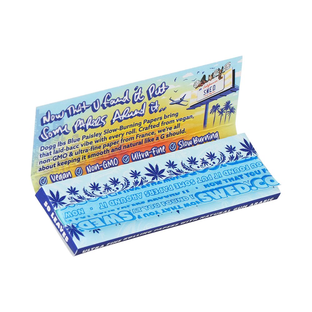 50CT DISPLAY - Dogg Lbs Blue Paisley Rolling Papers - 1 1/4" / 50pc