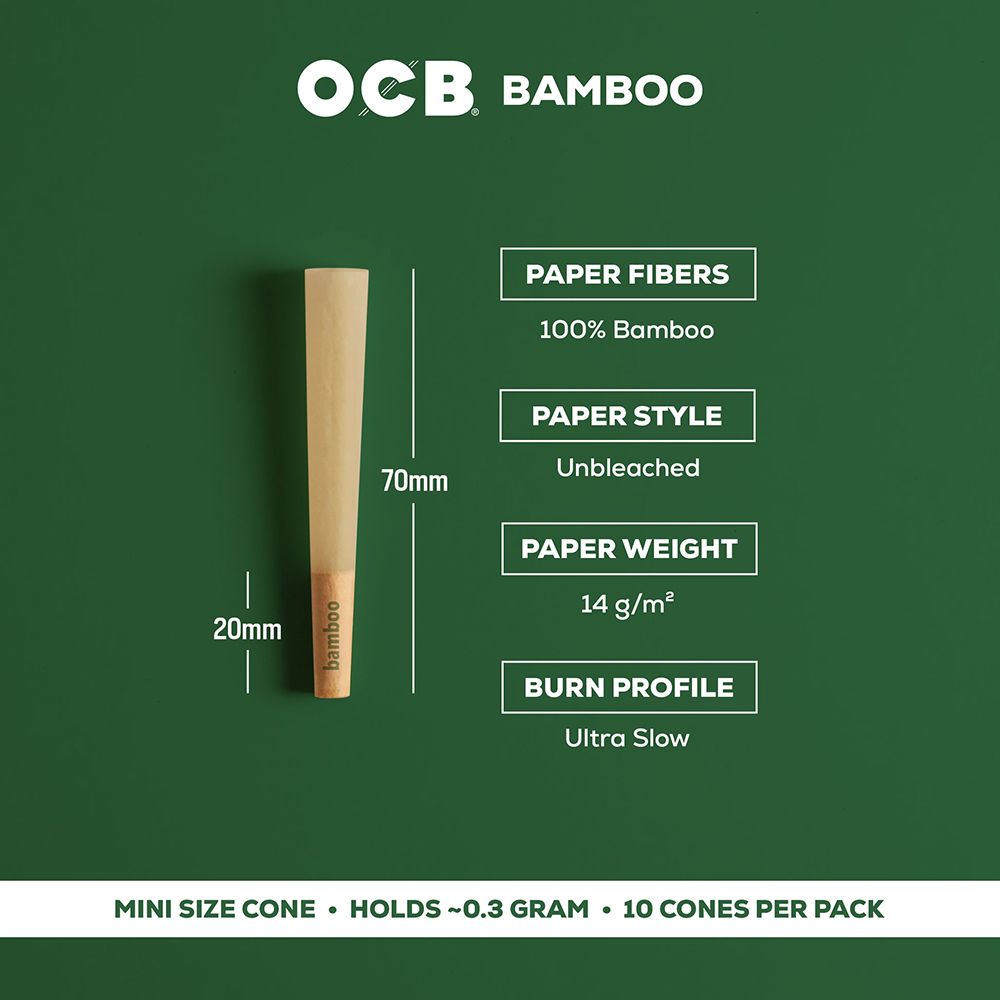 OCB Unbleached Bamboo Pre-Rolled Cones | 24pk Display